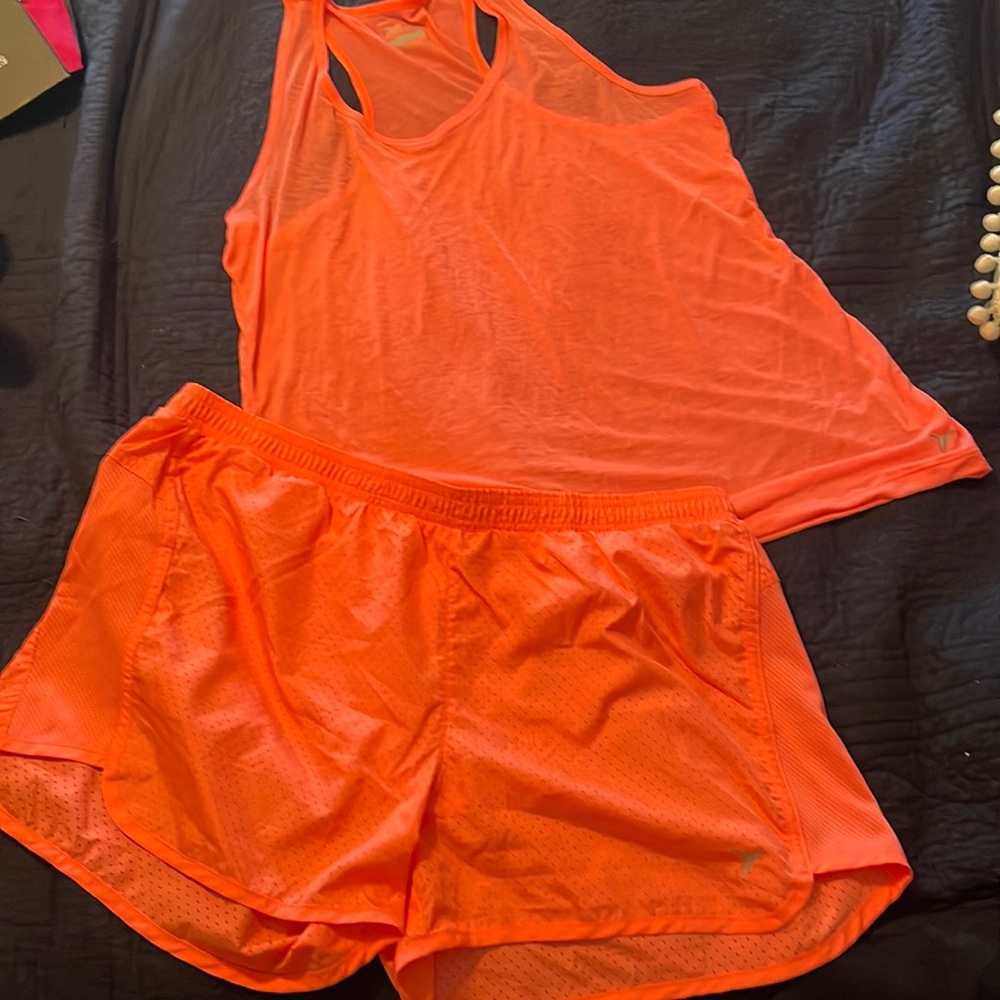 Old Navy NWOT shorts and Tank Set Coral neon color
